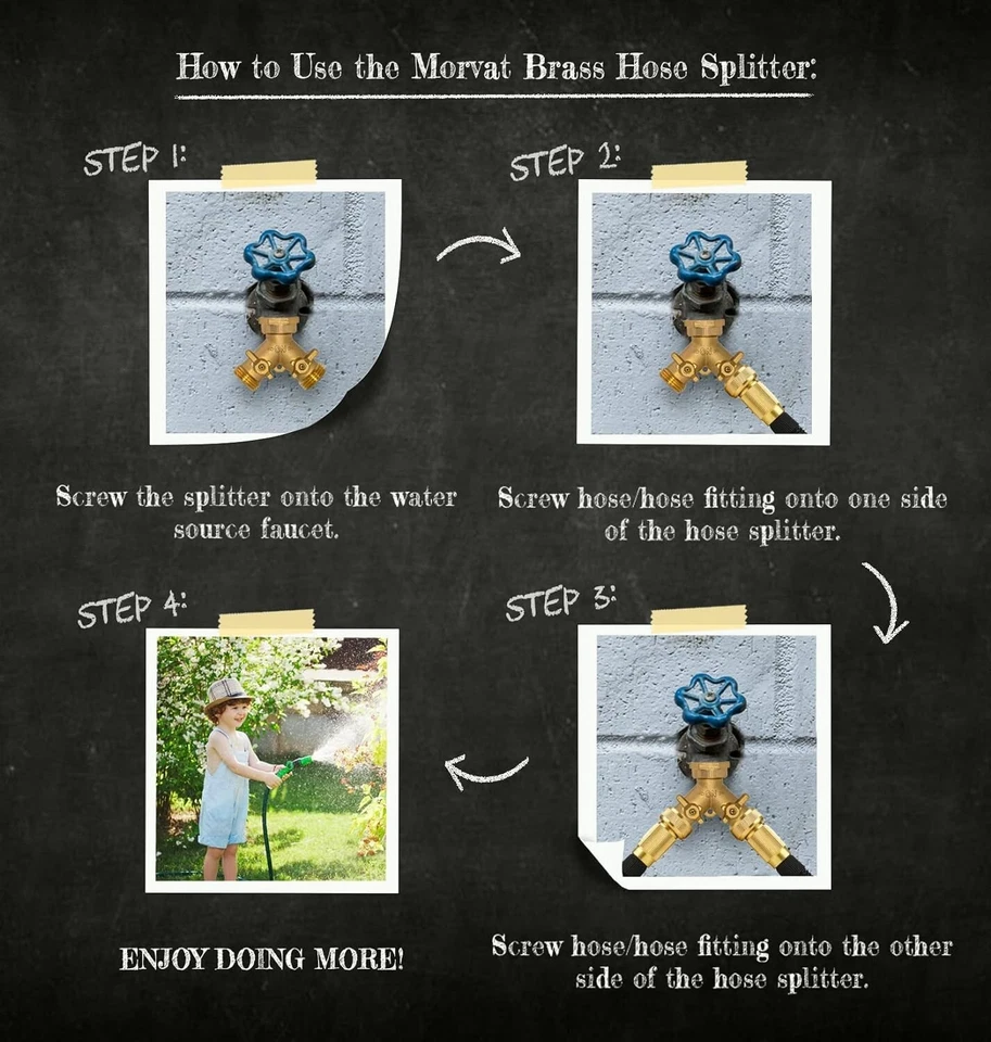 Morvat сверхпрочный шестиугольный латунный 2-полосный садовый шланг Y-разветвитель, упаковка 2 шт. - Изображение 3 из 4