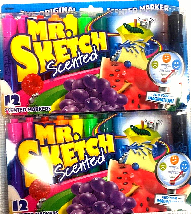 5 Pack MR. SKETCH WATERCOLOR SCENTED MARKERS CHISEL TIP ASSORTED COLORS, 12 SET.