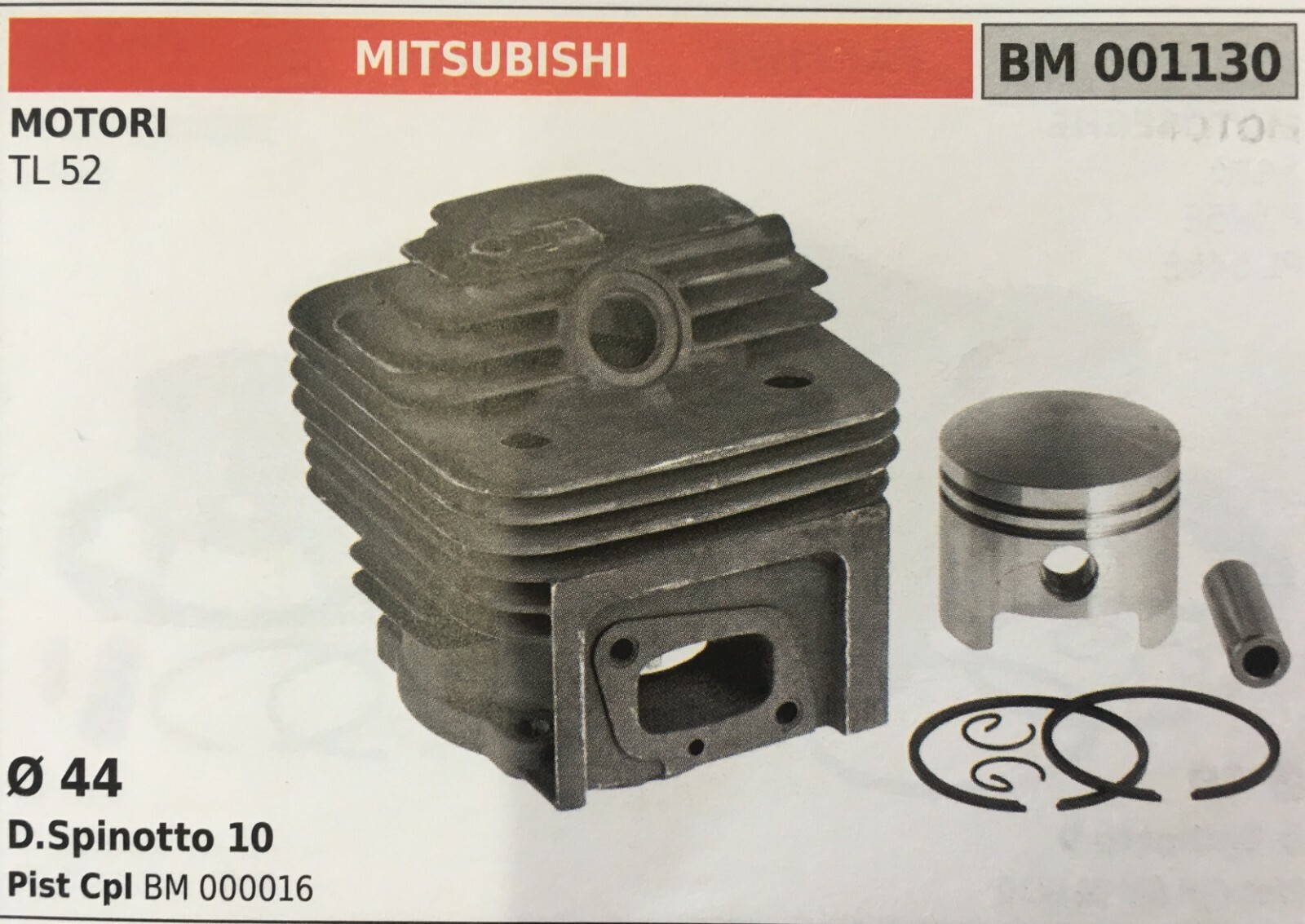 CILINDRO COMPLETO DI PISTONE E SEGMENTI BRUMAR BM001130 MITSUBISHI - 1