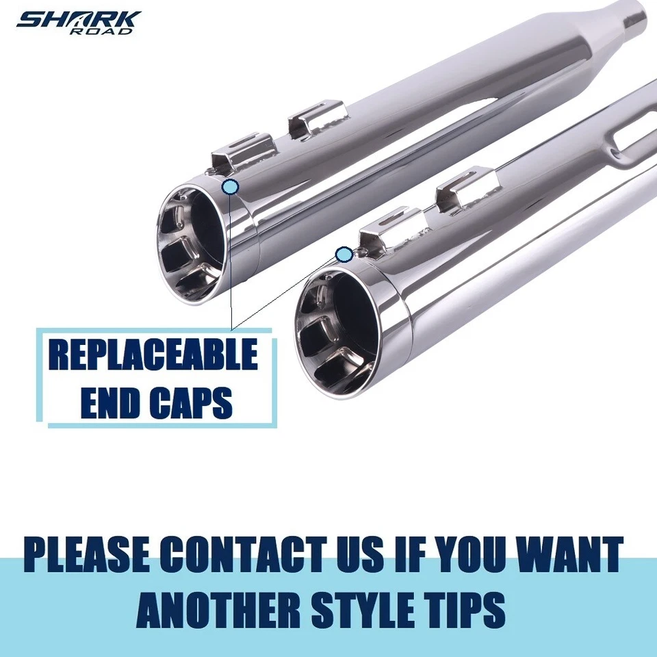 SHARKROAD 4.0 Slip Ons Mufflers For Harley Touring 95-16 Street Glide Exhaust - Image 4 of 4