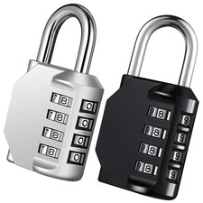 4 Digit Combination Padlock Keyless Steel Locker Gym Lock 2 Pack