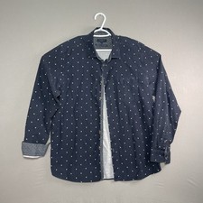 Ted Baker Men s Size 6 XL Regular Blue Geometric Long Sleeve Button-Up Pockets