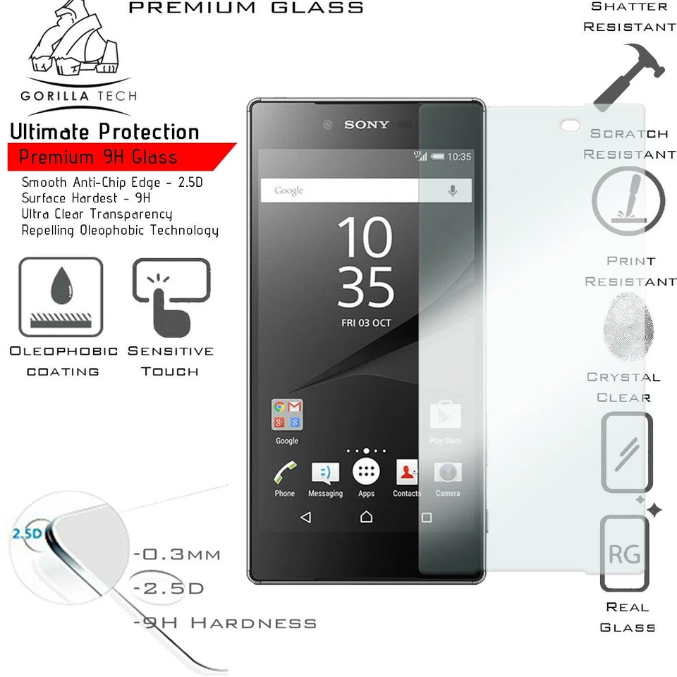 Xperia Z5 Screen Protector Tempered Glass Film for Sony 100% Genuine Gorilla  - Image 2 of 4