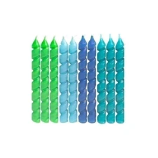 Unique Blue & Green Spiral Birthday Candles - 10ct, Vibrant Colors - Perfect For
