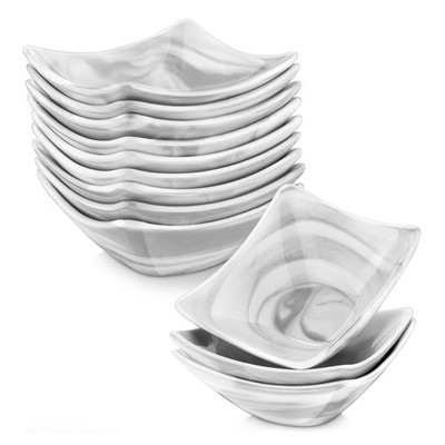 MALACASA 12-teilig Set Marmorgrau Porzellan Mini Dippschälchen Snackschale 60ml