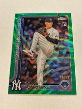 2025 Topps Chrome Will Warren 86/99 Green Wave Refractor Rookie Yankees SP TT4