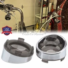 2X Turn Signal Light Lens Cover Chrome Bezels Visor For Harley Davidson Softail-