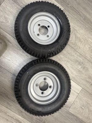 Lot of 2 Stud Tire Gray Wheel Assembly Turf 4.80/4.00-8 Trailer Wagon Pair 8''
