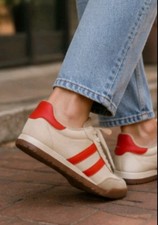 Dolce Vita Women's Revie Lace-Up Sneaker Size 8  White/Red