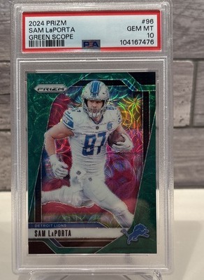 2024 Panini Prizm - Sam LaPorta #96 Green Scope Prizm /75 PSA 10