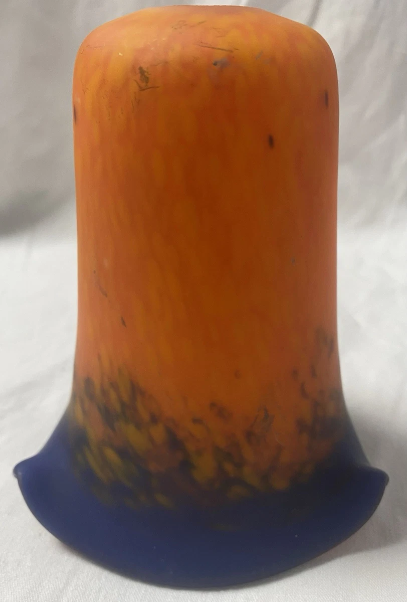 Lampe Tulipe Artisanale En Pâte De Verre Bleu - Thème Chat Botté - Style Régule - Occasion