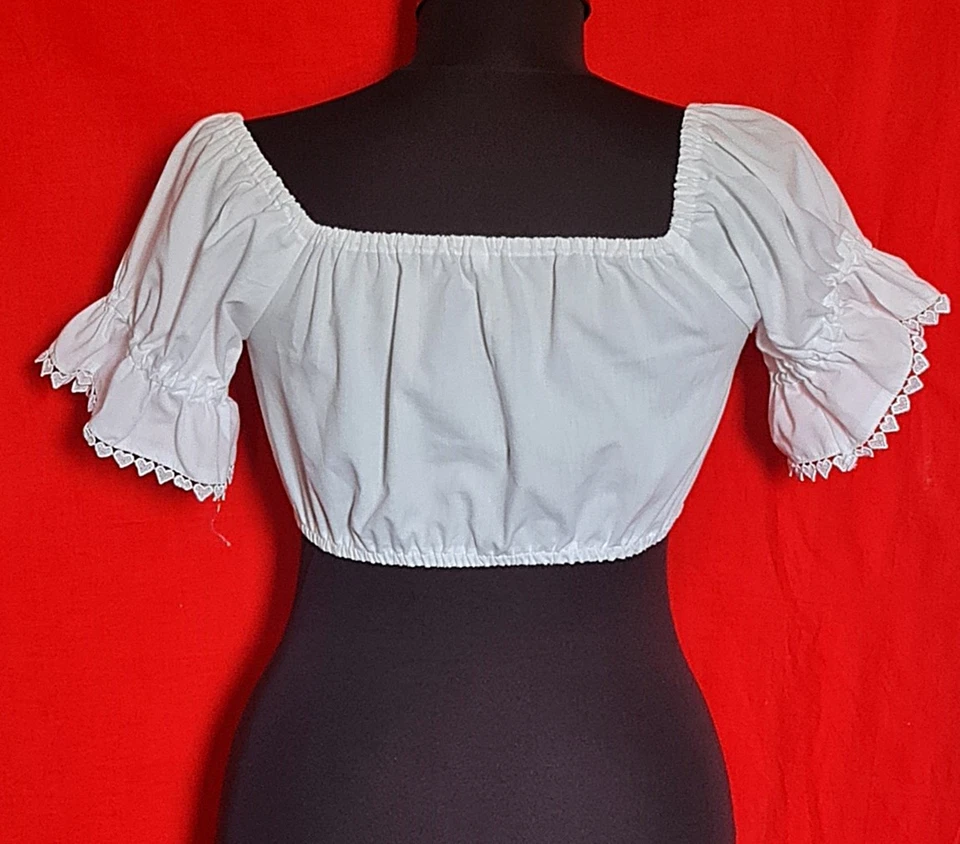 BLUSA VINTAGE WENGER OKTOBERFEST DIRNDL TIROL MUJER CROP TOP: EE. UU. 6/S; UE 34 Foto 3 de 4