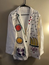 Vintage Cache 1980s Art Canvas Abstract Blazer Jacket Large Fruit