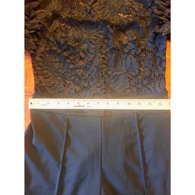 AKIRA Black Lace Top Ruffled Sleeves Solid wide leg bottoms Party Jumpsuit Large