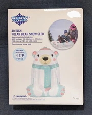 Polar Bear Inflatable Snow Sled Tube by Snow Zone, 37” x 23”x 10”, Brand New