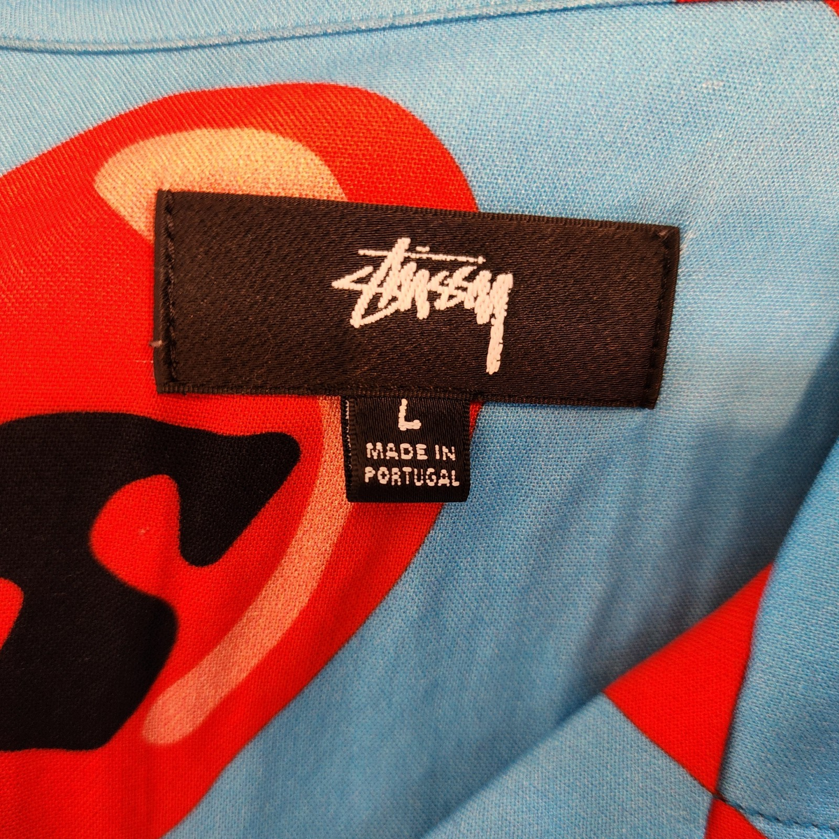 Stussy x CPFM Heart Short Slv Shirt Blue Red Collared Men L