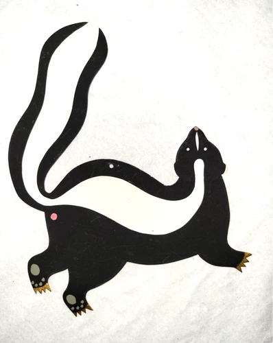 Vintage B Cukla  handmade, hand painted tin skunk  signed Christmas ornament