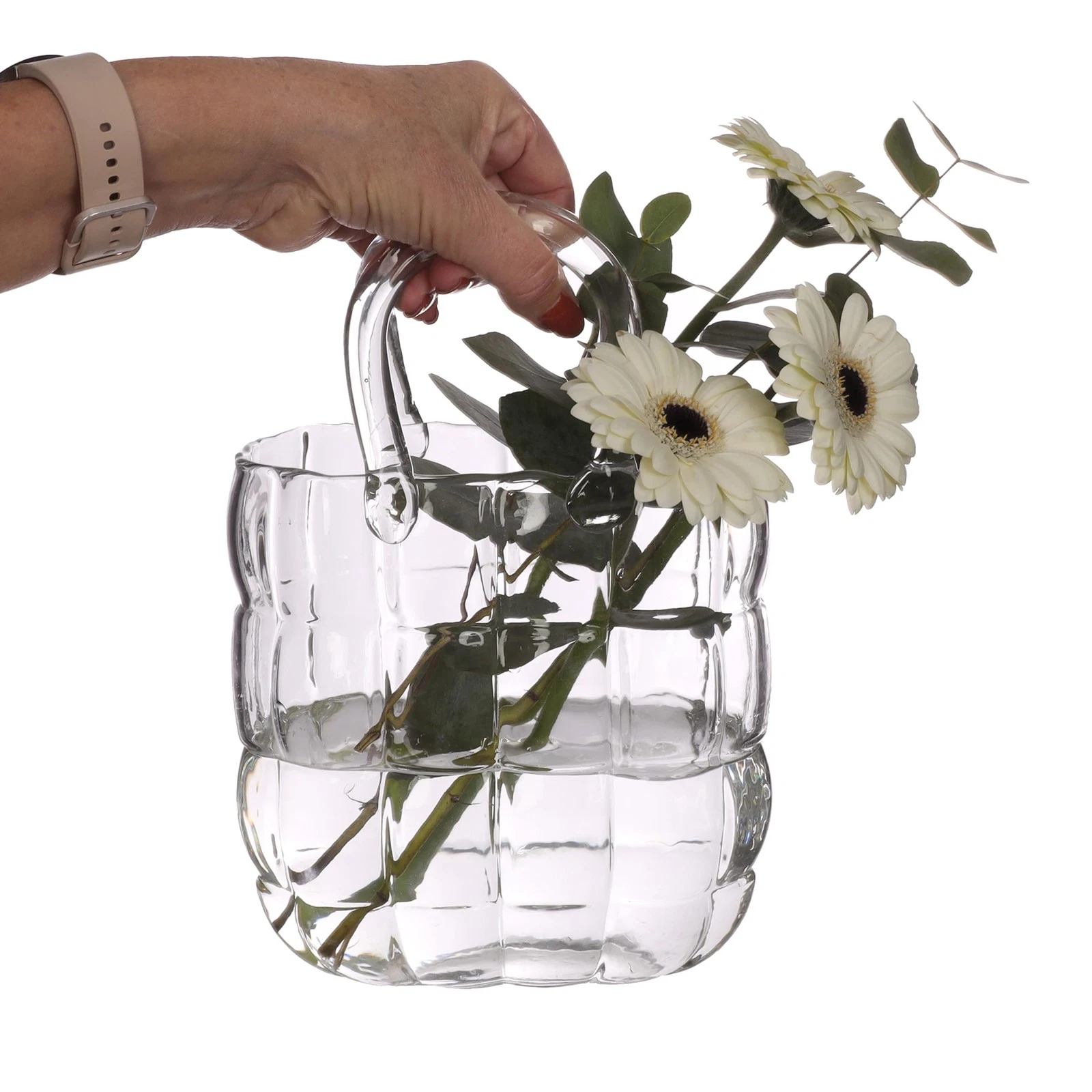 Glass Vase, Design Flower Vase - Glass Handbag for Flowers 19x11x28 cm - Decor...