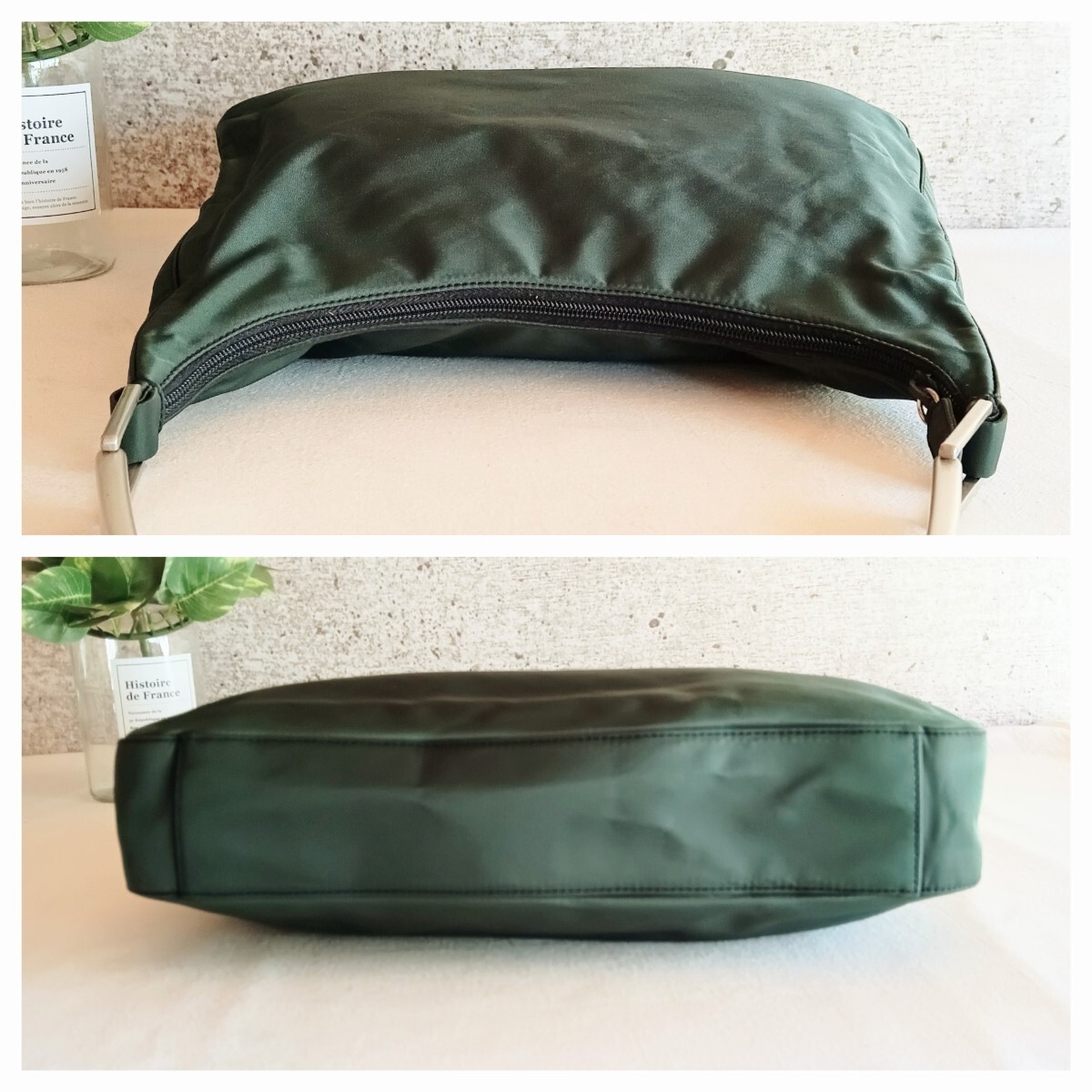 Prada Archive Olive Nylon Shoulder Bag Vintage Authentic thumbnail 6