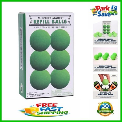 Mischief Maker Foam Balls Refill Pack - 6 Soft, Safe Slingshot Ammo for Kids