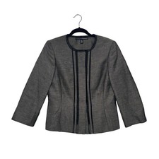 Linda Allard Ellen Tracy Blazer Size 8 Black Houndstooth Career Jacket