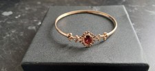 Victorian 9ct Yellow Gold Ornate Bracelet with Red Garnet 7" Weighing 4g