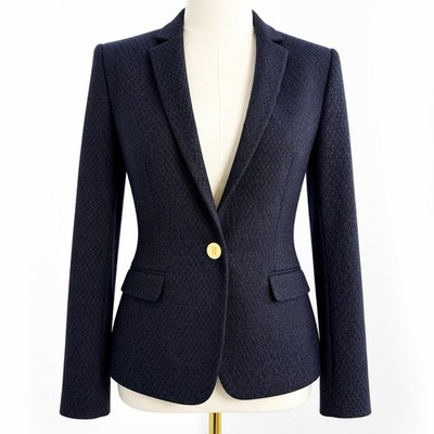 Ted Baker Reiko One Button Blazer Size 2 US 6 Navy Black Textured Fitted