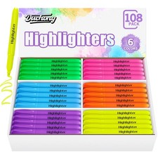 108 Highlighters Bulk, Highlighters Assorted Colors for Adult , Chisel Tip Dr...