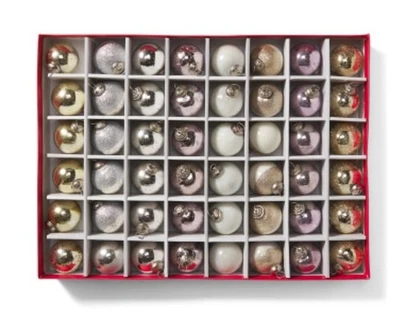 Martha Stewart Mercury Glass Ornament SET 48 Pc 2.5” Christmas Pink Gold Silver