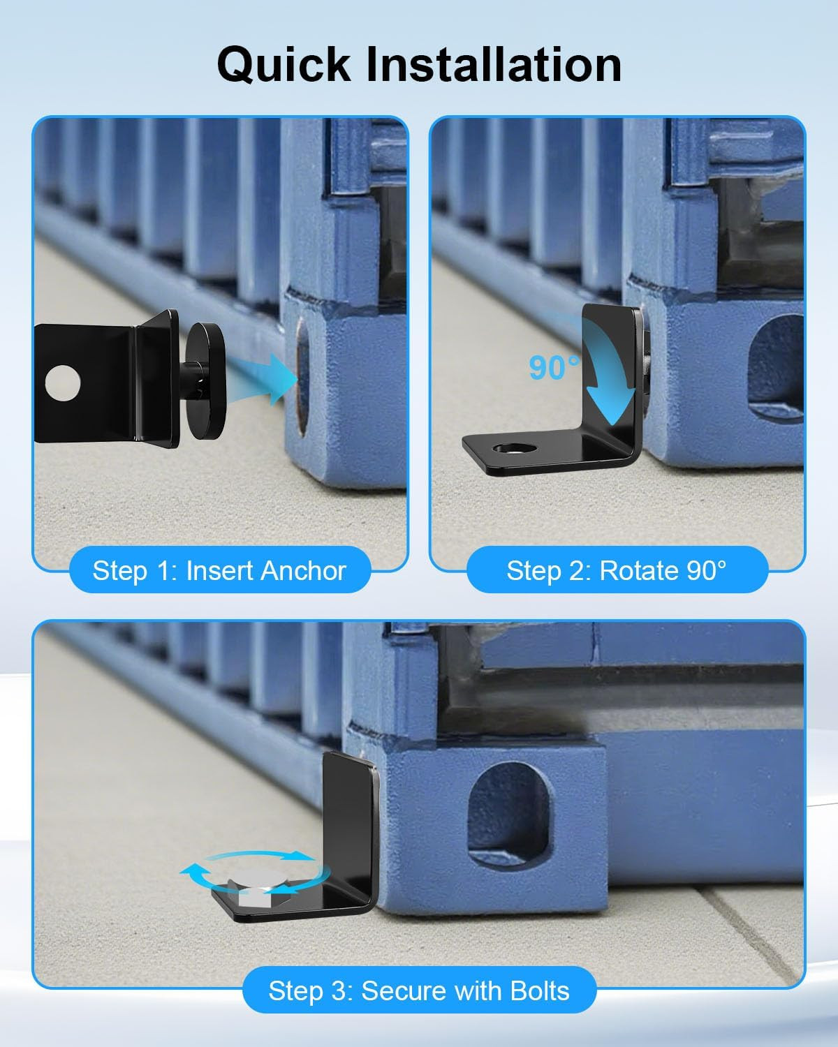 Shipping Container Anchors 4 Pack, Full Bevel Triangular Design, Heavy Duty Stee