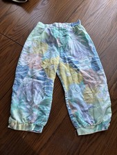 VTG Girls 5 Made In USA Pastel Hawaiian Pants Baggy Legs