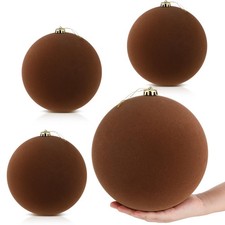 4 Pcs 8 Inch Extra Large Velvet Christmas Balls Oversized Huge Big Christmas ...