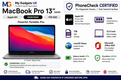 Apple MacBook Pro 13 Zoll 2020 M1 8Core GPU 16GB RAM - 1TB SSD Space Grau