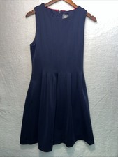Vince Camuto dress w/ a pleated bodice & a fit-and-flare silhouette 8 Navy