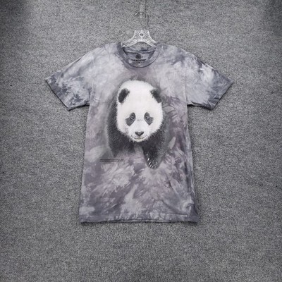 The Mountain T Shirt Women Small Gray Giant Panda Tie Dye Crew Neck Short Sleeve