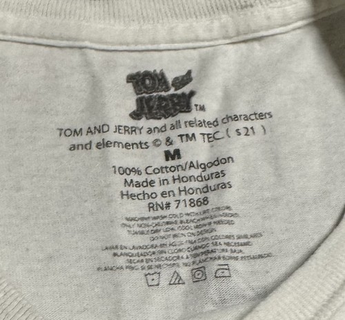 Tom And Jerry Hole in The Wall T-Shirt Men White Hanna Barbera Cartoon Size M - Picture 4 of 4