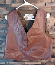 VTG Sears The Leather Shop Men's Brown Leather Vest Size M