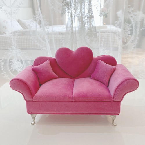 Dollhouse Miniatures 1:12 Scale Pink Sofa Jewelry Box Living Room Accessories - Picture 2 of 24