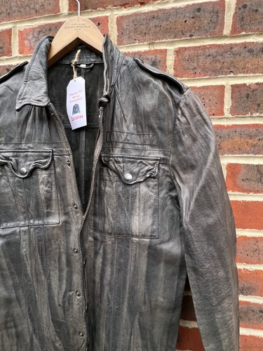 All Saints Mens NOCTURNAL Leather Shirt Jacket XS Extra Small Biker AllSaints - Picture 6 of 8