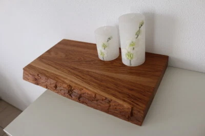 Wandboard Eiche Wild m. Baumkante Massiv Holz Board Regal Steckboard Regalbrett - Bild 1 von 4