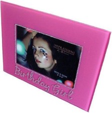 Birthday Girl Pink Photo Frame With Diamonte Surrounding 6"x4" Picture New Gift