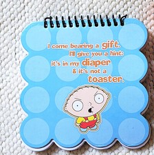 2006 Family Guy Stewie 75 Page Notebook Memo Book, Die Cut Paper, 20th Fox