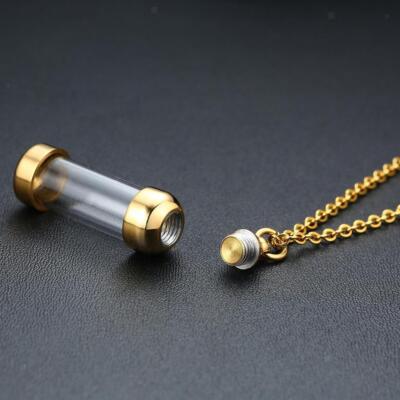 Durchsichtige Edelstahlröhre Einäscherung Urne Schmuck Halter Halskette, auch für,, Haare,