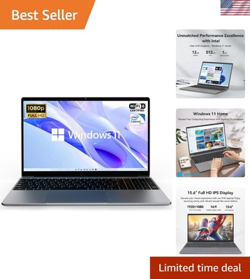 .Ultra-Light 15.6'' Laptop - 12GB RAM, 512GB SSD, Intel Celeron - Windows 11