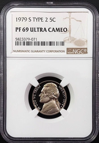 1979 S Type 2 Proof Jefferson Nickel graded PF 69 Ultra Cameo by NGC! sku 79071