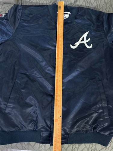 Starter MLB Atlanta Braves Baseball Satin Bomber Jacket Mens 2XL Retro Vintage - 第 10/16 張圖片