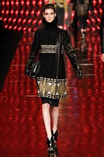New Etro Runway Double Zip Fox Collar Leather Sleeve Black Coat It. 42 - Us 6