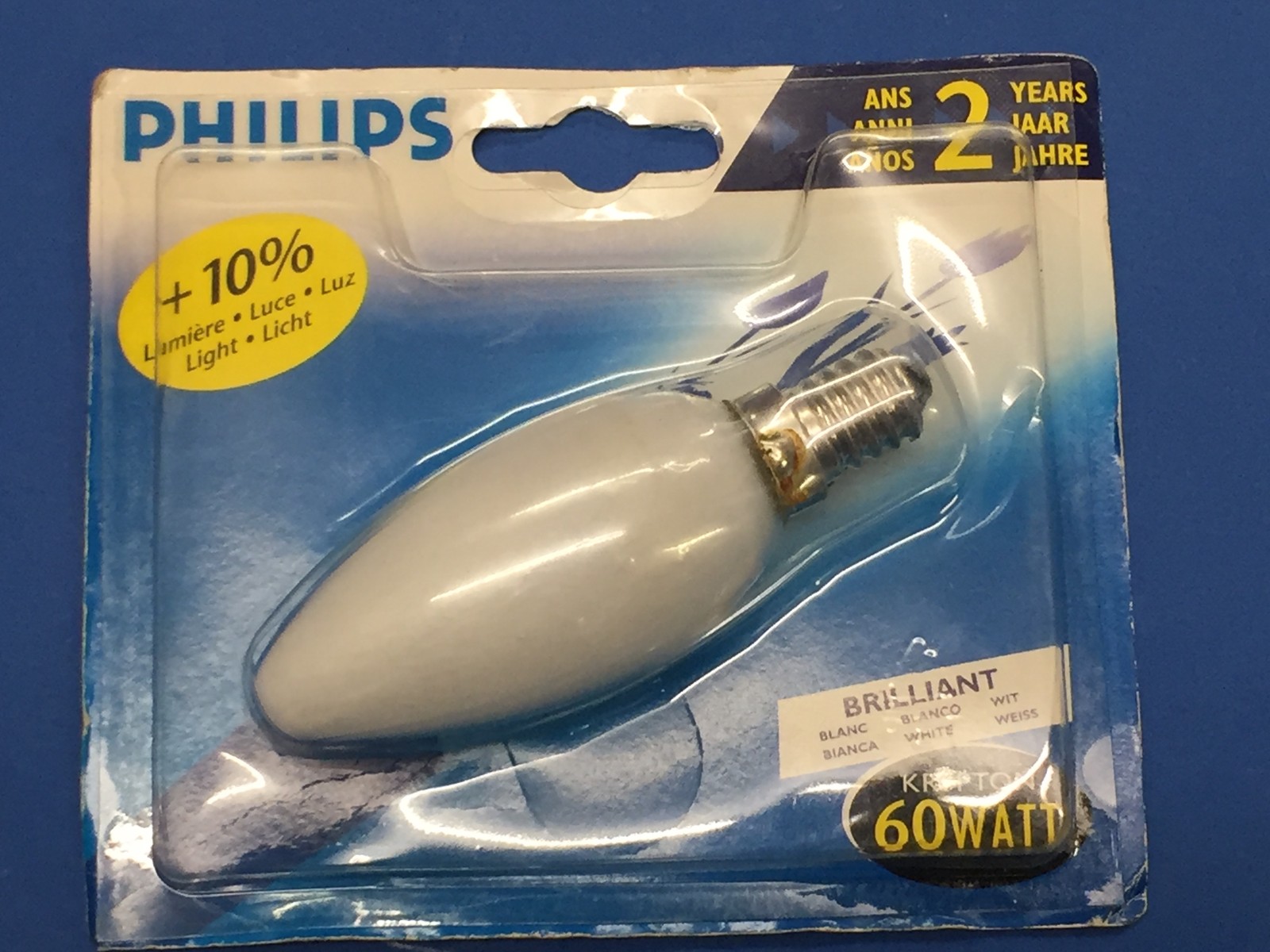 Philips Candle Bulb Krypton Brillant Candle White Opal 60W E14 230V B35 Dimmable