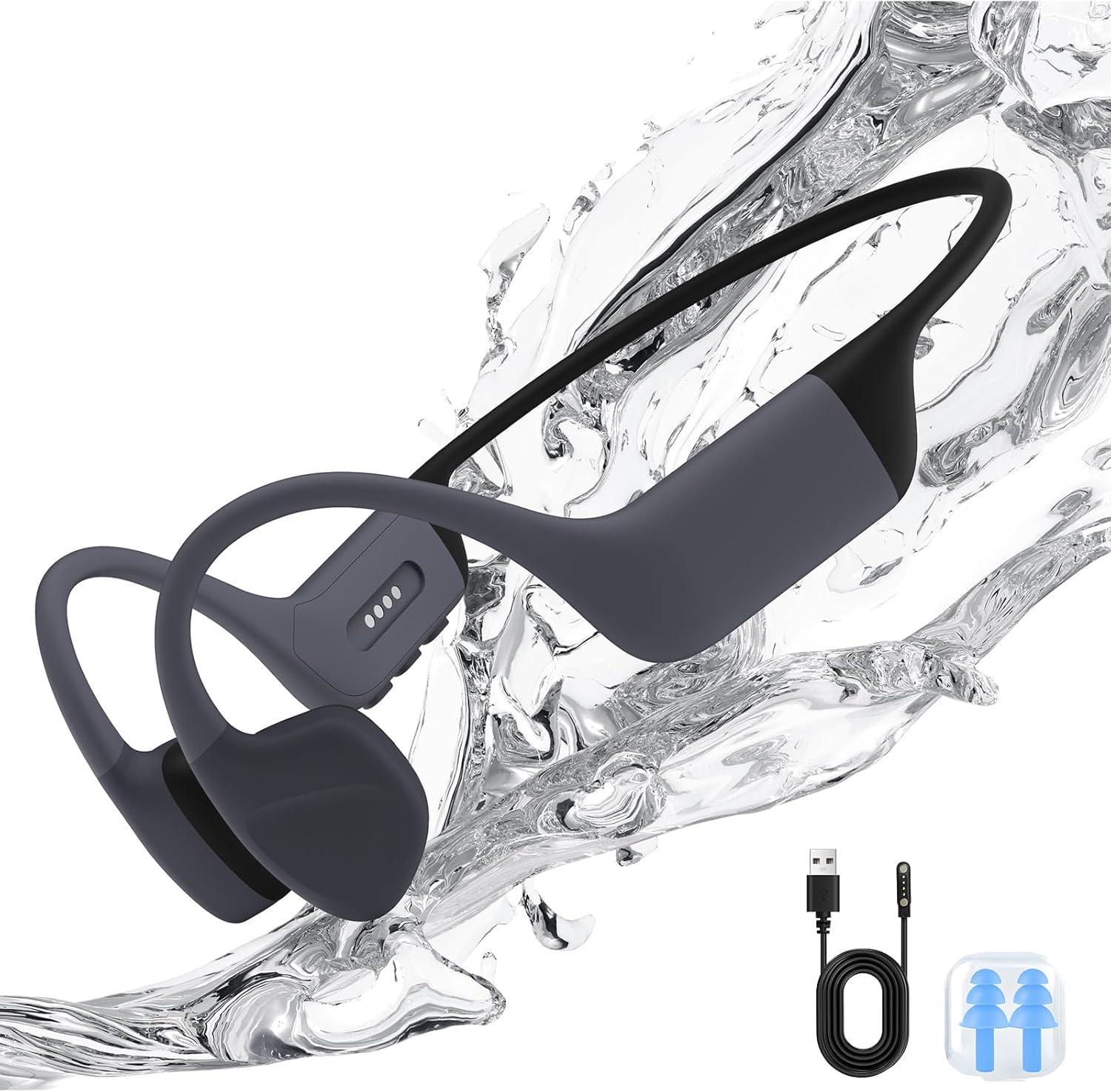 Bone Conduction Headphones, IPX8 Waterproof Bluetooth 5.4 Open Ear Headphones wi