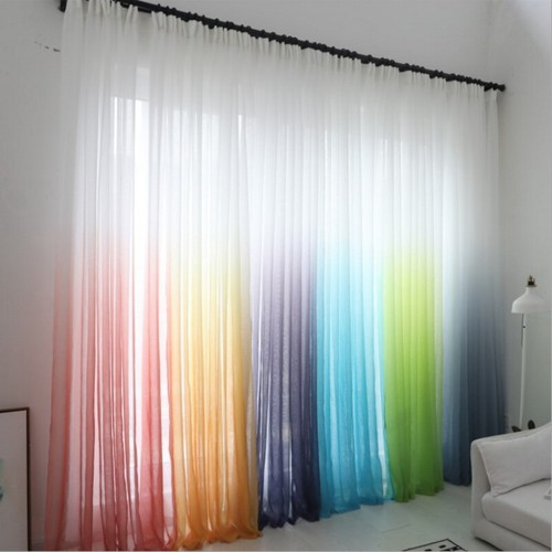 Mesh Window Curtain Drape Fabric Sheer See Through Sold By Metre Gradient Color - Picture 2 of 19